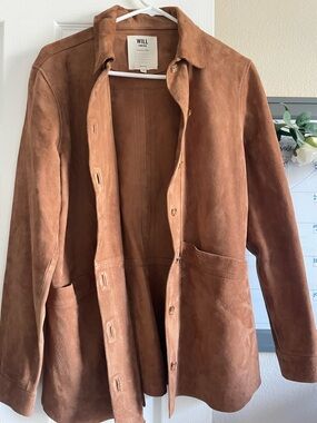 Sezane Suede Jacket in Warm Brown